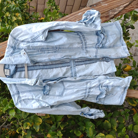 Ashley Lightweight Light Wash Denim Utility Jacket M - Picture 2 of 9